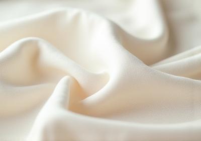 Flowing, soft folds of organic Belgian linen fabric in a warm, natural tone.